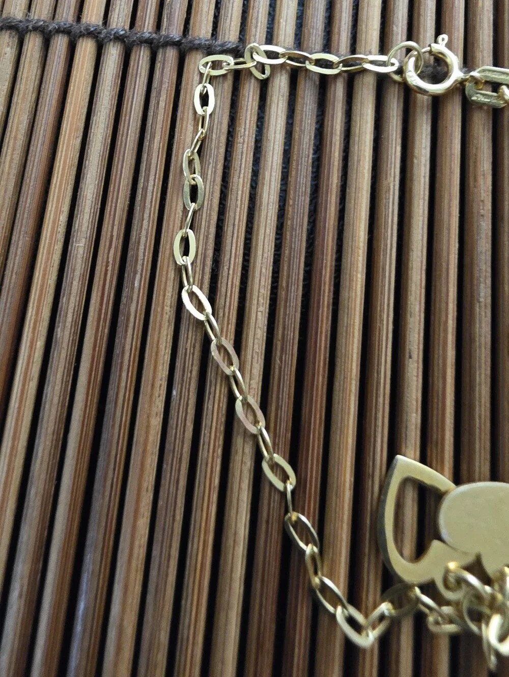 925 Silver Heart Charms Yellow Gold Bracelet